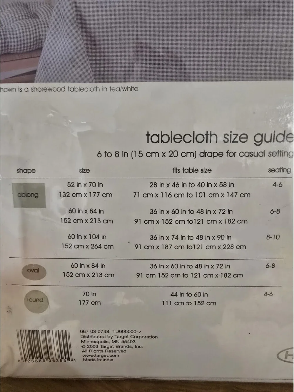 Tablecloth Green & White Gingham By Home From Polyester Cotton Blend 52
